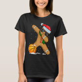 T-shirt Cute Dabbing Christmas Gingerbread Basketball (Devant)