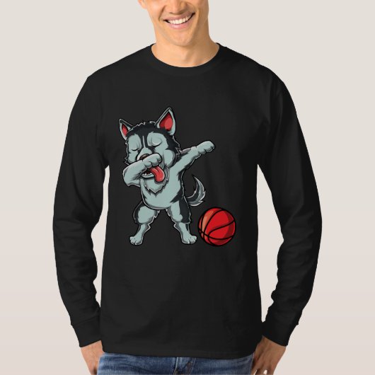 T-shirt Cute Dabbing Siberian Husky Dog Dab Bball Basketba (Devant)
