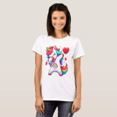 T-shirt Cute Dabbing Unicorn Holt Coeur - Rainbow Love (Devant entier)