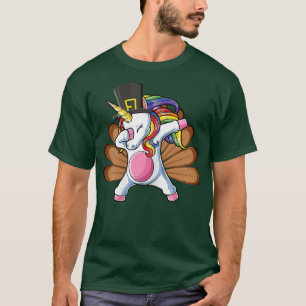T-shirt Cute Dabbing Unicorne Turquie Danse Drôle Thanksgi