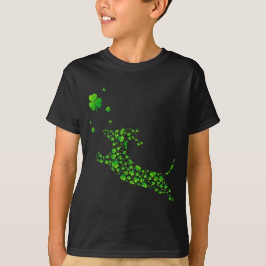 T-shirt Cute Dachshund Dog With Irish Shamrock St Patricks (Devant)