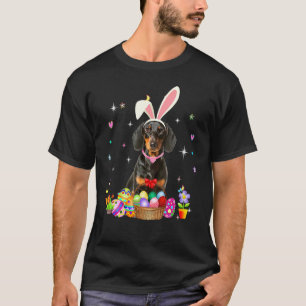 T-shirt Cute Dachshund Jour de Pâques Oeufs de lapin Costu