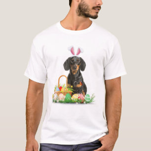 T-shirt Cute Dachshund Jour de Pâques Oeufs de lapin Costu