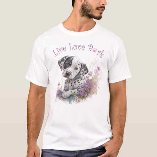 T-shirt Cute Dalmatie Chien Floral (Devant)