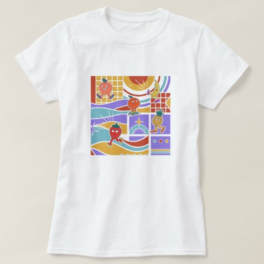 T-shirt Cute Dancing Fruits Retro (Design devant)