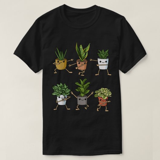 T-shirt Cute Dancing Houseplants Cartoon Design (Design devant)