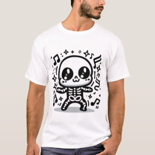 T-shirt Cute Dancing Skeleton Kawaii Halloween Musique
