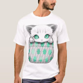 T-shirt Cute de chat et pointe joueuse à partir d'une poch (Devant)