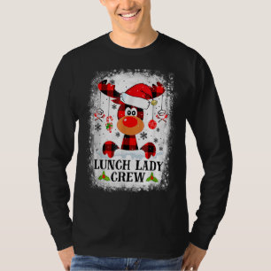 T-shirt Cute Déjeuner Lady Crew Reindeer Plaid Christma Fa
