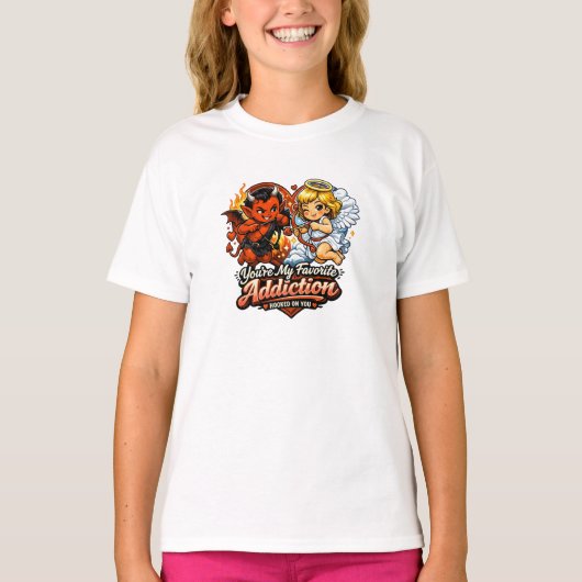 T-shirt Cute Devil & Angel Valentine Day Love Design (Devant)