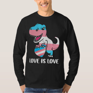 T-shirt Cute Dino Trex Rainbow Heart Lgbt Transgender Prid