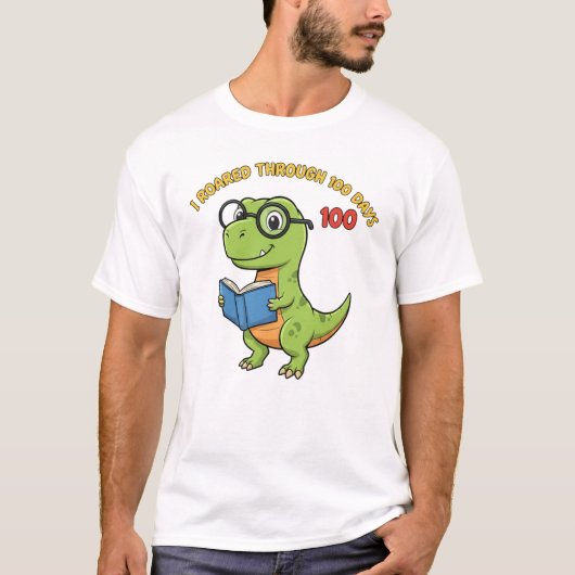 T-shirt Cute Dinosaur 100 Days of School (Devant)