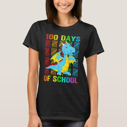 T-shirt Cute Dinosaur Student Boys Kids Gift 100 Days Of S (Devant)
