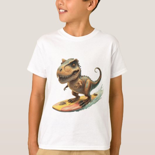 T-shirt Cute dinosaure trex surf (Devant)