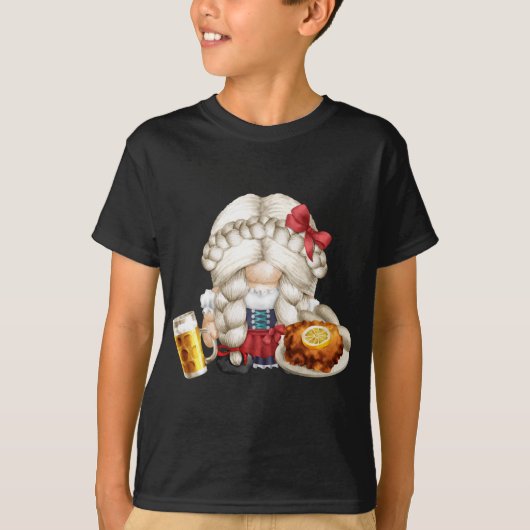 T-shirt Cute Dirndl Gnomie Girl Avec Schnitzel Et Bière - (Devant)