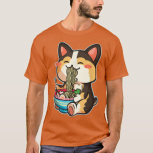 T-shirt Cute Dog Corgi Eating Ramen - Otaku Manga Kawaii C