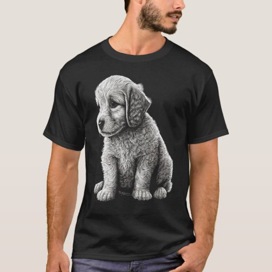 T-shirt Cute Dog Graphic Puppy Illustration 1 (Devant)