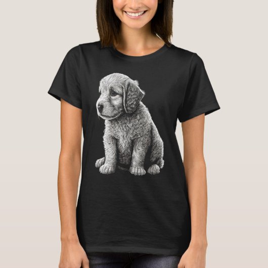 T-shirt Cute Dog Graphic Puppy Illustration 1 (Devant)