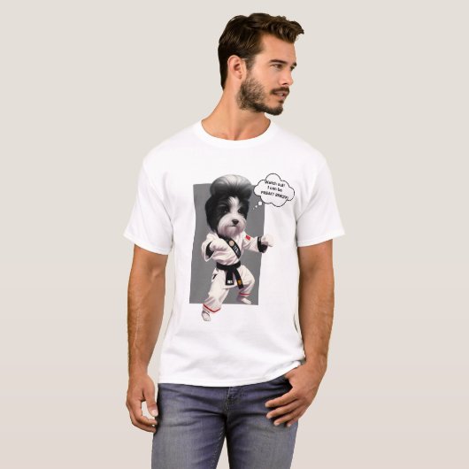 T-shirt Cute Dog Karate Master Funny chien faisant karate  (Devant entier)