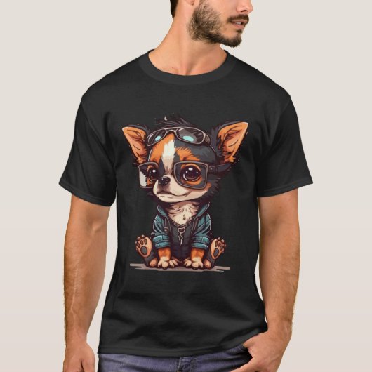 T-shirt Cute Dog with Sunglasses  1 (Devant)