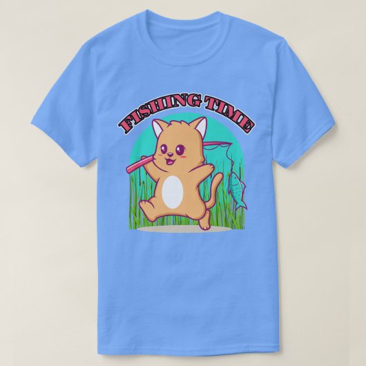 T-shirt Cute drôle Chat de pêche (Design devant)