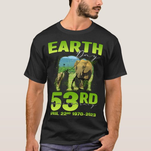 T-shirt Cute Earth Day 53rd Anniversary Silhouette Of Elep (Devant)