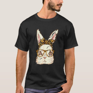 T-shirt Cute Eas Ter Bunny Leopard Ban Dana Lunettes de so