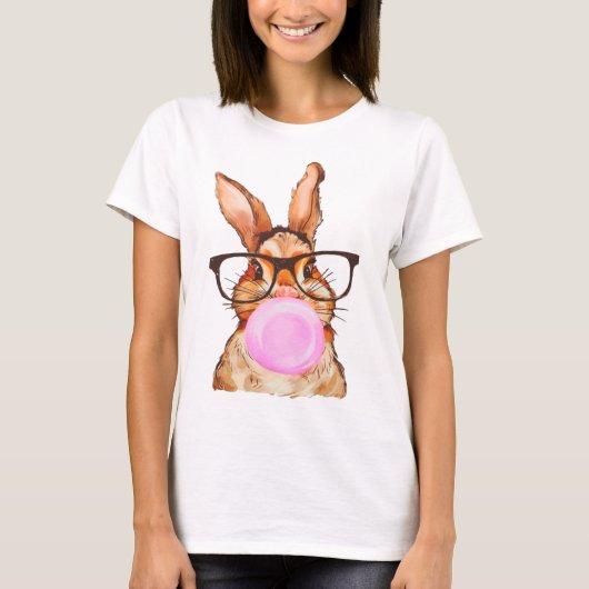 T-shirt Cute Easter Bunny Graphic Print White (Devant)