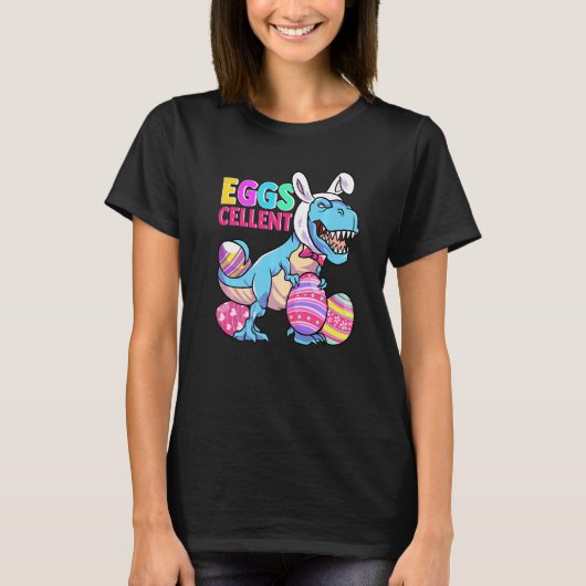 T-shirt Cute Easter Dinosaur Easter Bunny Eggs Easter (Devant)