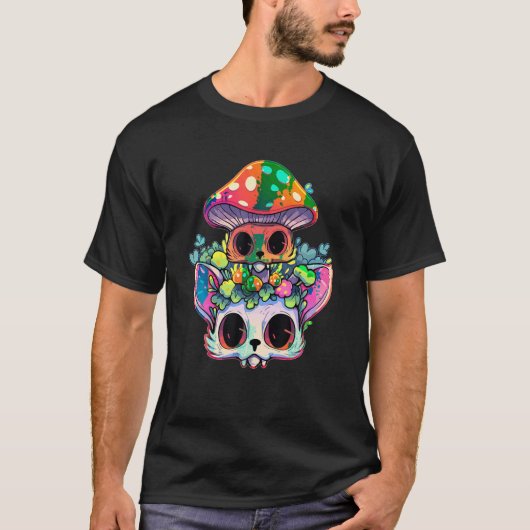 T-shirt Cute EDM Party Trippy Chat champignon psychedéliqu (Devant)