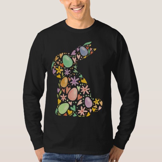 T-shirt Cute egg floral heart Easter Bunny matching mother (Devant)