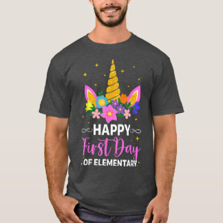 T-shirt Cute Élémentaire Unicorne Premier Jour de l'École 