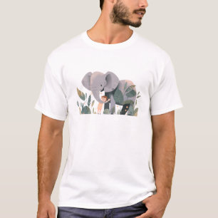 T-shirt Cute Elephant Animal Aimant Cuddle Embrace Enfants