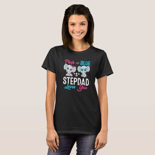 T-shirt Cute Elephant Keeper Of The Gender Stepdad Loves Y (Devant entier)