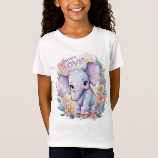 T-Shirt cute elephant witful colorful flowers (Devant)