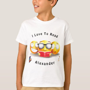 T-shirt Cute Emoji Souriant Love Reading Book