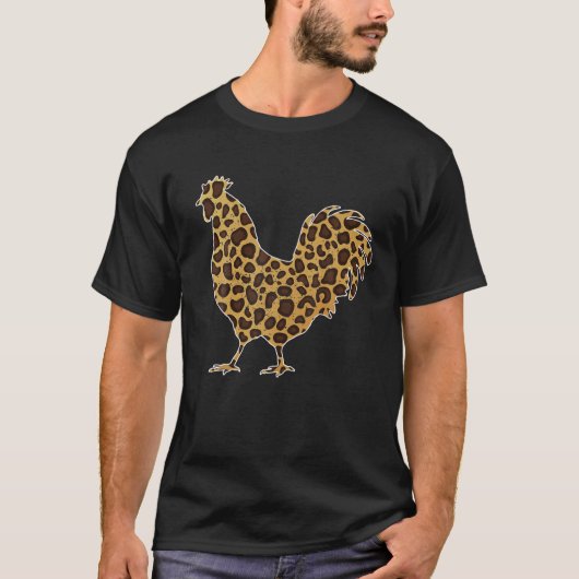 T-shirt Cute Empreinte de léopard De Poulet Drôle Animaux (Devant)