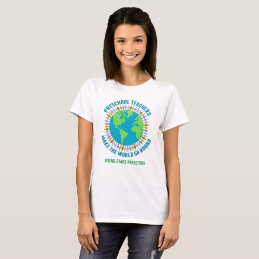 T-shirt Cute Enseignant préscolaire World Custom Nom de l' (Devant entier)