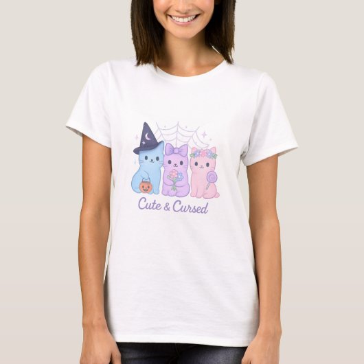 T-shirt Cute et maudit Kawaii Halloween Chats (Devant)