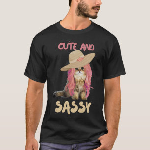 T-shirt Cute Et Sassy Kitty Chat Avec Une Épouse Premium