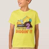 T-shirt Cute Excavator I'm 2 et Diggin' It Design (Devant)