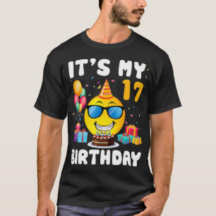 T-shirt Cute Face Ballons Gâteau Cadeau Son 17 Ans B