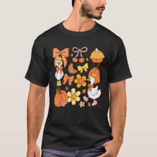 T-shirt Cute Fall Coquette Goose Citrouille tarte esthétiq