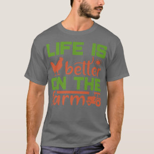 T-shirt Cute Farmer Crazy Poulet Lady Cow Horse Pays L