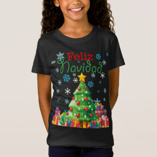 T-Shirt Cute Feliz Navidad Christmas Tree espagnol mexicai