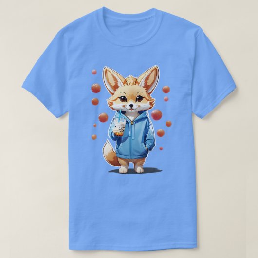T-shirt Cute Fennec Fox boire Bubble Tea (Design devant)