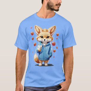 T-shirt Cute Fennec Fox boire Bubble Tea