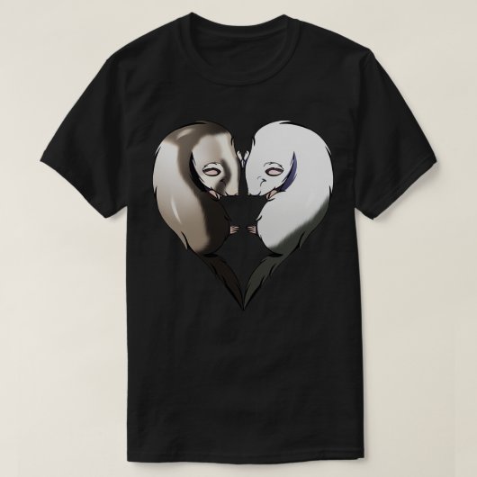 T-shirt Cute Ferrets Couple Heart Valentines Jour (Design devant)