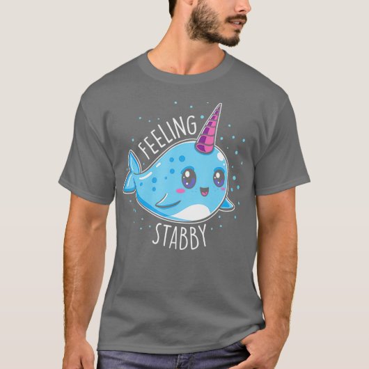 T-shirt Cute Fete Stabby Narwhals Kawaii Whale Cadeau (Devant)