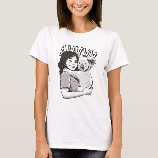 T-SHIRT CUTE FILLE HUGGING KOALA (Devant)